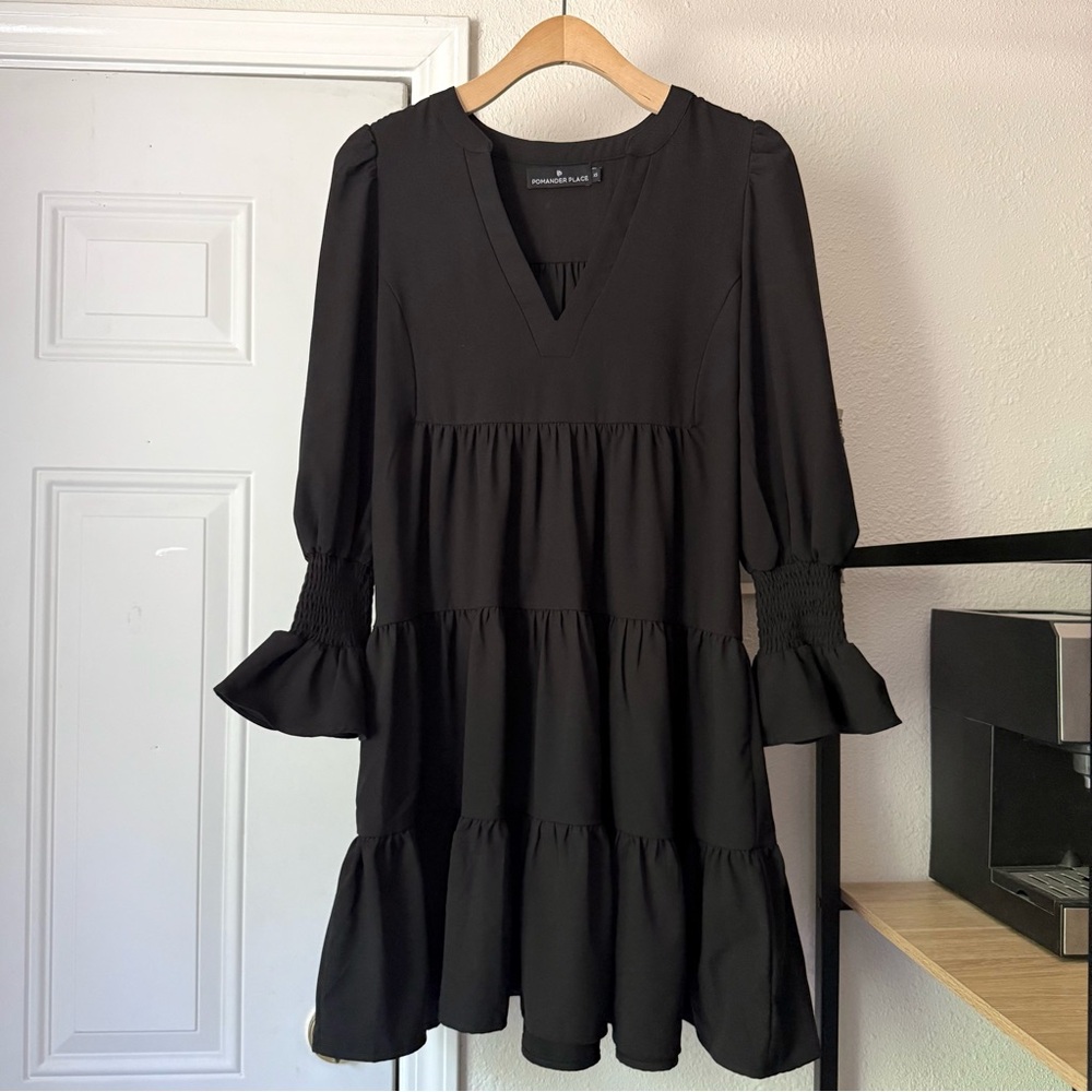 Pomander Place Elegant Black Tiered Dress